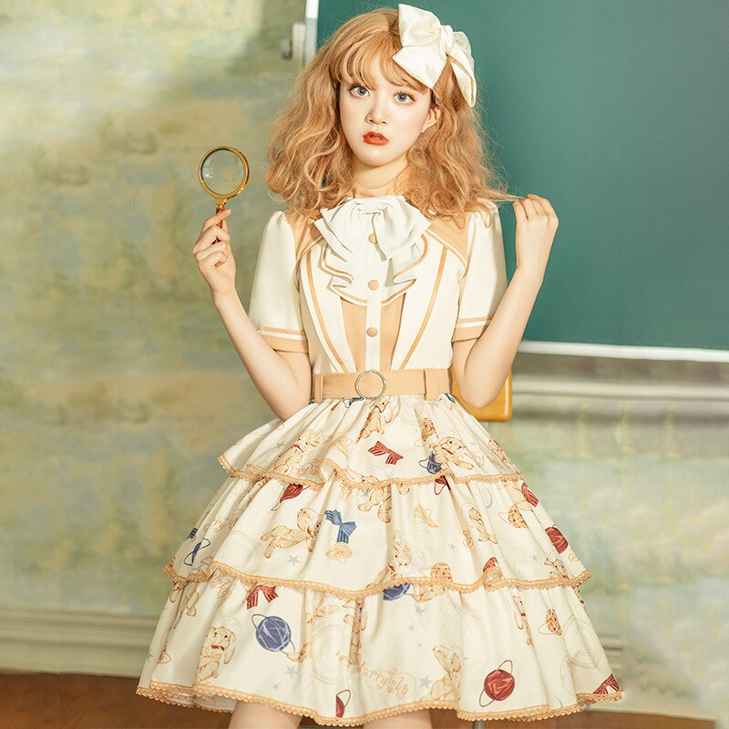 Bunny Astronaut ~ Sweet Short Sleeve Casual Lolita Dress